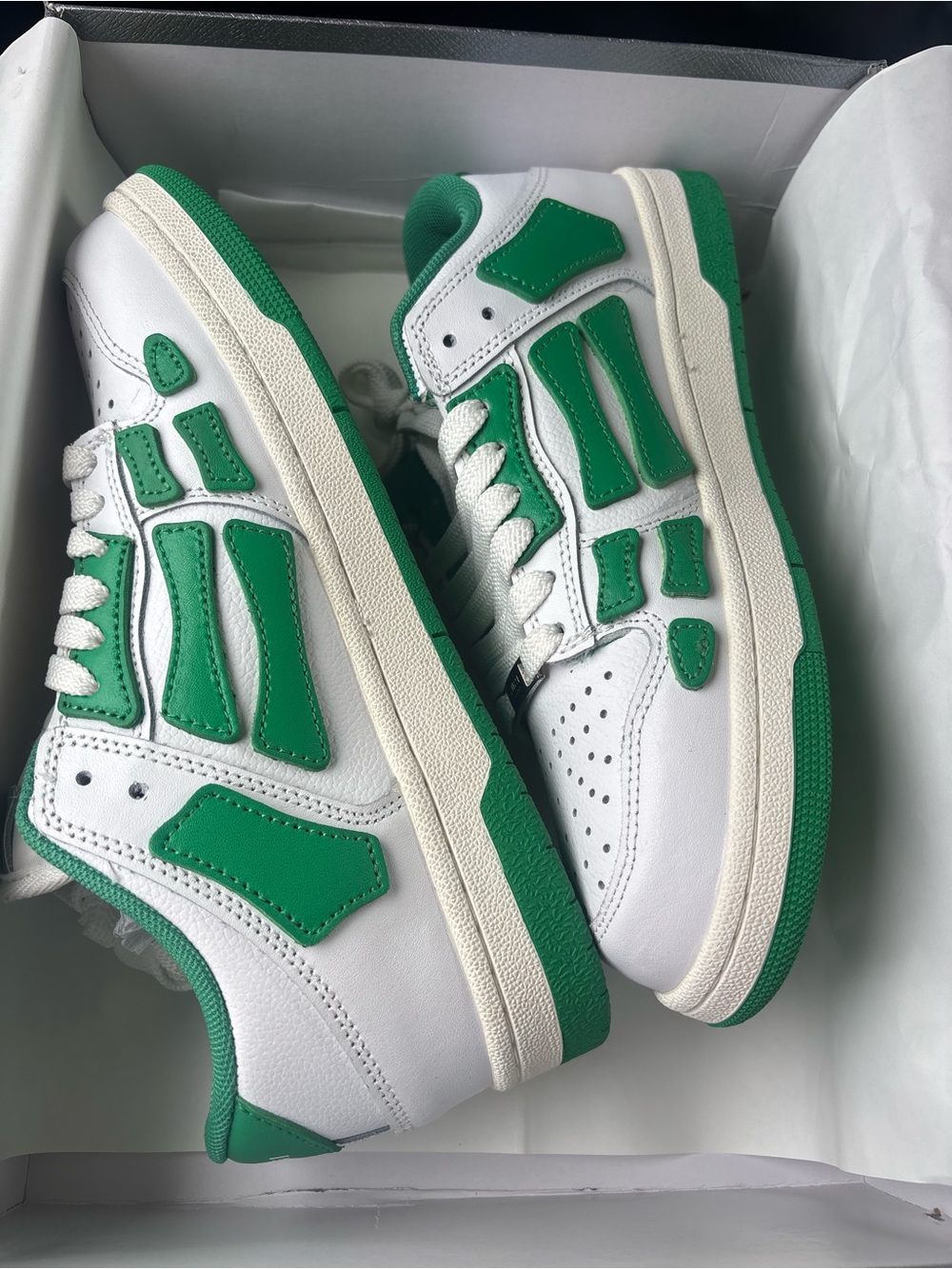 AMIRI White and Green Low-Top Sneakers